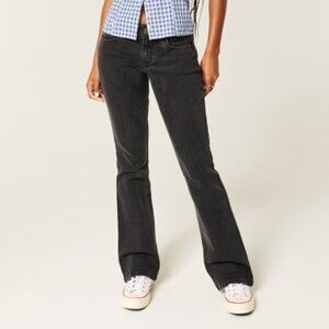HOLLISTER LOW-RISE BOOT CUT JEANS SOFT STRETCH DENIM WASHED BLACK FLARE sz 23R